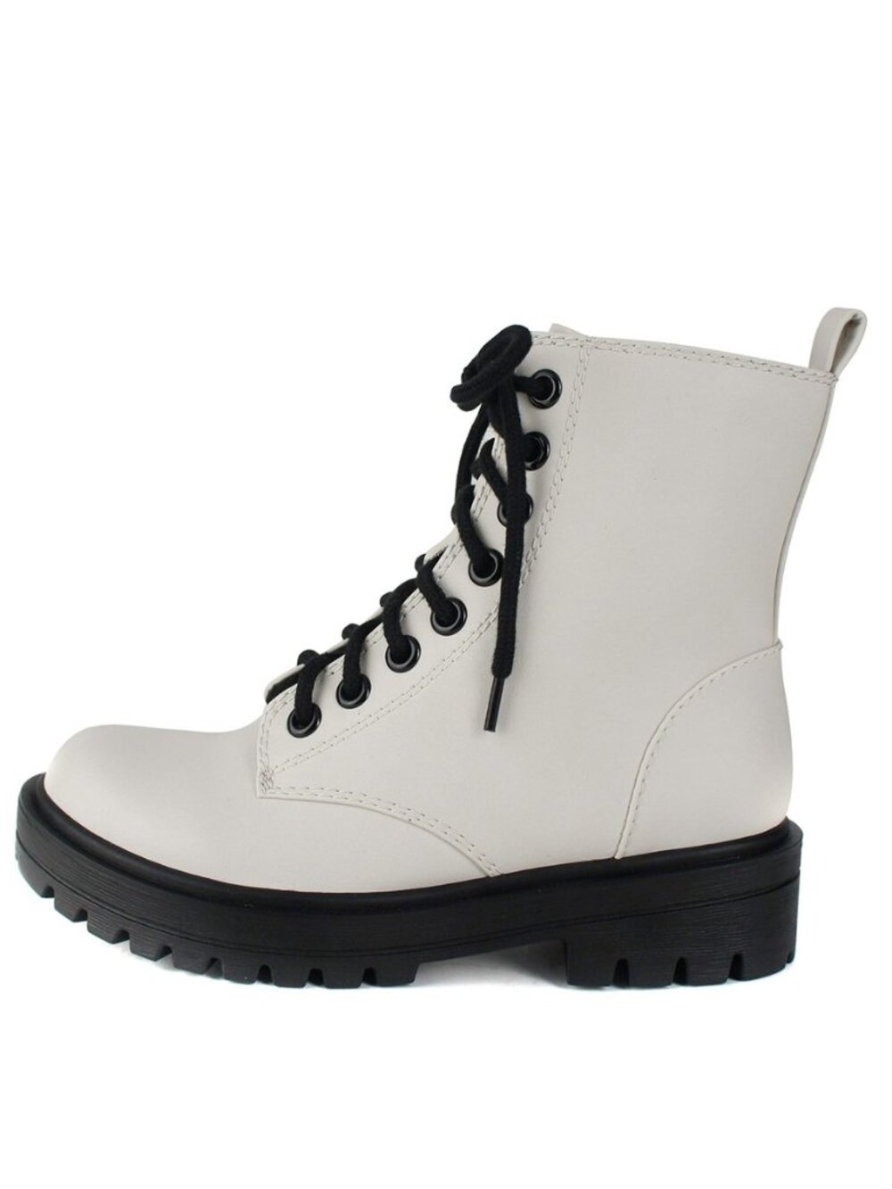 FIRM - Lug Sole Combat Ankle Bootie Lace up w/Side Zipper